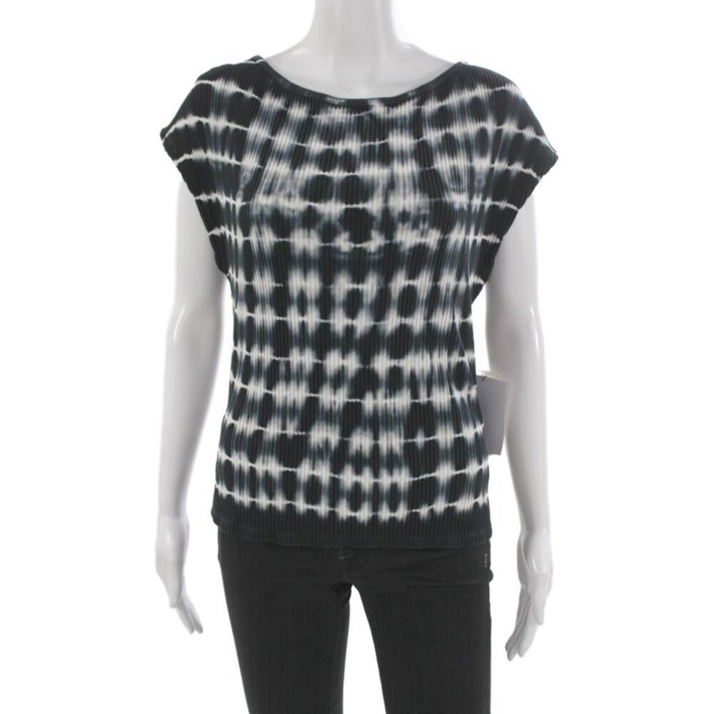 Nation Los Angeles Women Bohemian Black Cotton Short Sleeve Top Size L